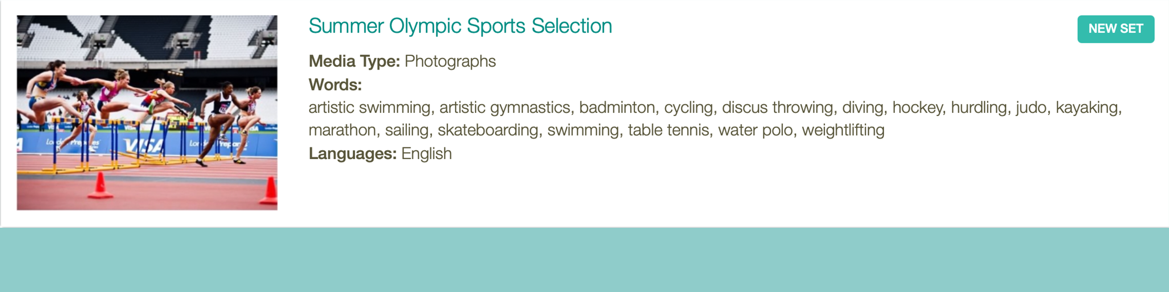 Montessori Classified Cards for Olympic Games