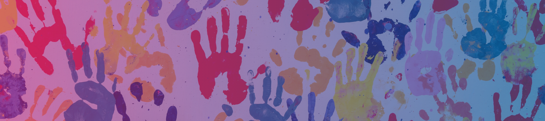 Multicoloured paint hand prints