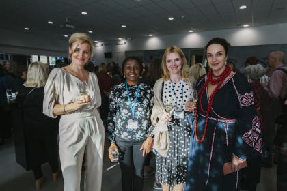 Heads of Affiliates connecting at the reception. From left to right, Lubov Lepkina (Ukraine), Yinka  Awobo Pearse  (Nigeria), Alona Zmitrovich (Latvia), Juliia Timoshevska (Ukraine).